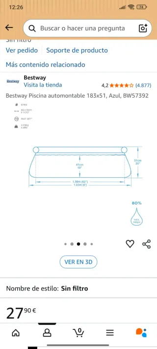 Piscina Hinchable Bestway 183x51 Azul