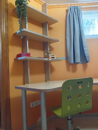 Escritorio juvenil con cajones y estantería