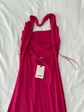 Vestido largo rosa escote halter