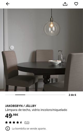 Lámpara de techo IKEA vidrio y metal