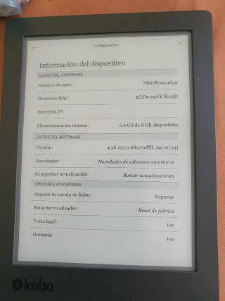 Libro electrónico Kobo Negro