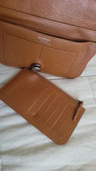 Monedero Hermes Piel Marrón