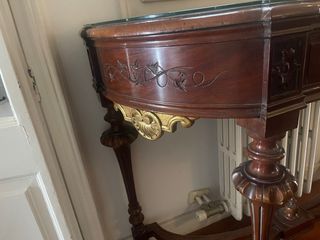 Mesa de entrada madera y cristal vintage