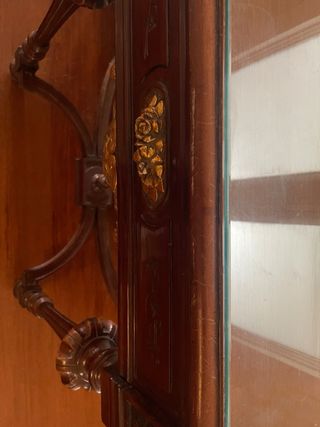 Mesa de entrada madera y cristal vintage