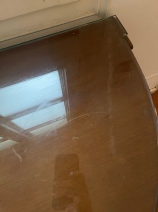 Mesa de entrada madera y cristal vintage