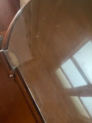 Mesa de entrada madera y cristal vintage