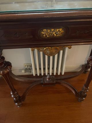 Mesa de entrada madera y cristal vintage