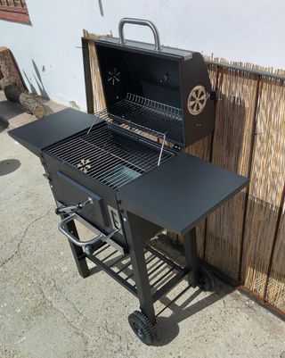 Barbacoa carbón grande con tapa y termómetro NUEVA