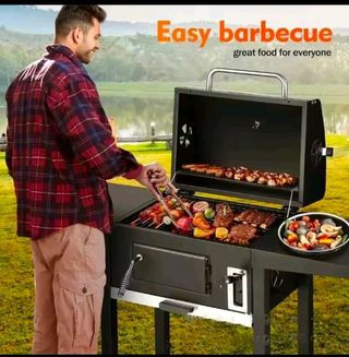 Barbacoa carbón grande con tapa y termómetro NUEVA