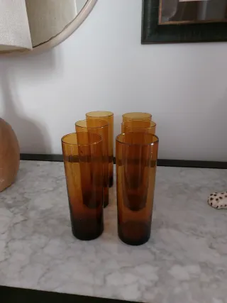 Vasos Tubo Vintage Ámbar - Set de 6