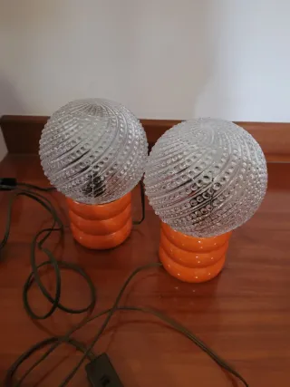Coppia Lampade Modernariato Anni '70 Vetro