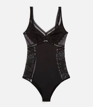 Body Oysho Negro Encaje Transparente