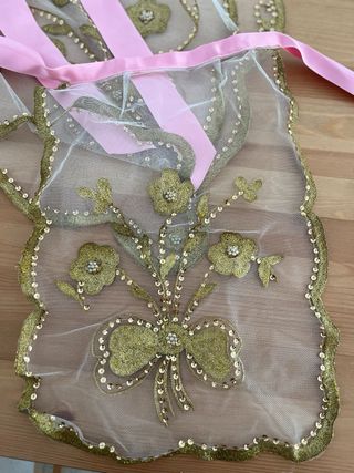 Manteleta Fallera Niña Dorada y Rosa