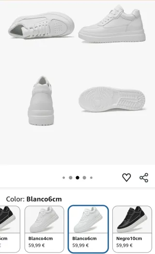 Zapatillas blancas de elevación 6cm