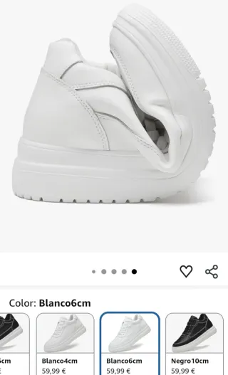 Zapatillas blancas de elevación 6cm