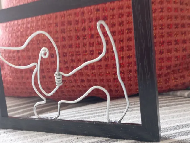 Quadretto Bassotto in Metallo e Legno