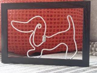 Quadretto Bassotto in Metallo e Legno