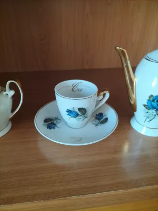 Juego de café porcelana azul y blanco