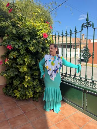 Vestido de flamenca verde con volantes