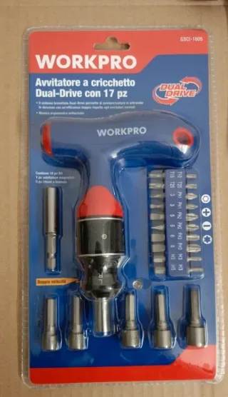 Set cricchetto avvitatore WORKPRO Dual-Drive 17 pz