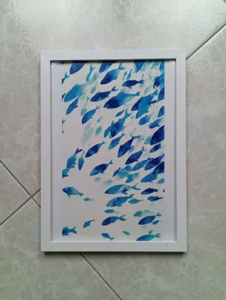 Poster Pesci Blu Acquerello