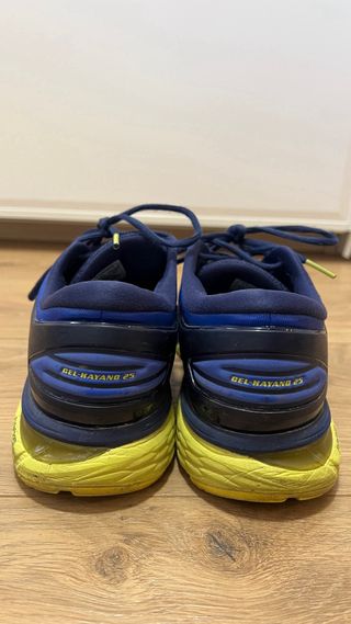 Zapatillas Asics running azul y amarillo