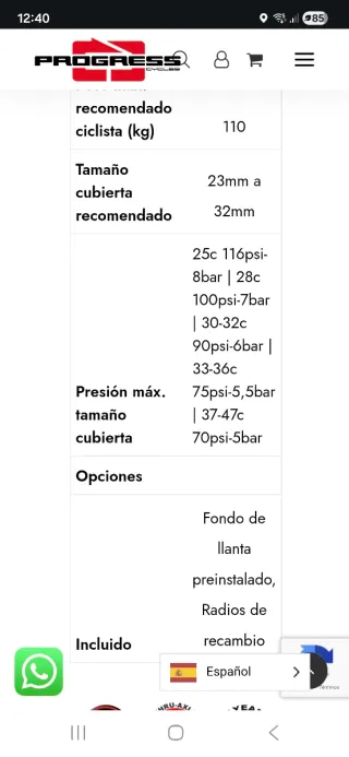 Ruedas Progress Sonic Disc gravel y ctra