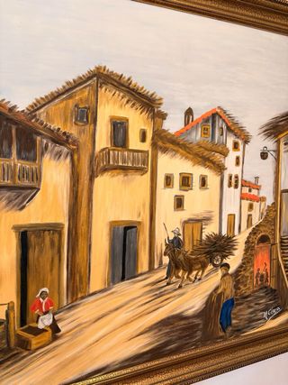 Cuadro “El pueblo” pintado al óleo