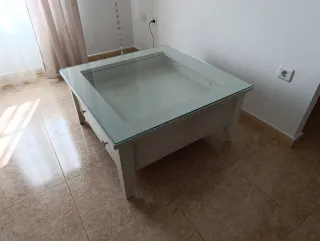 Mesa de centro cristal y madera