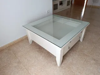 Mesa de centro cristal y madera