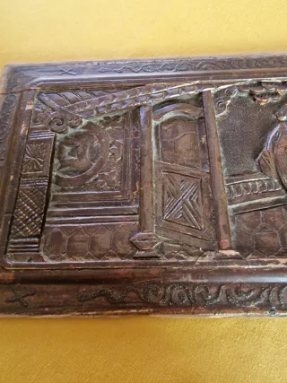 Tabla antigua madera china tallada