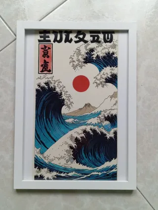 Poster Onda Giapponese con Monte Fuji