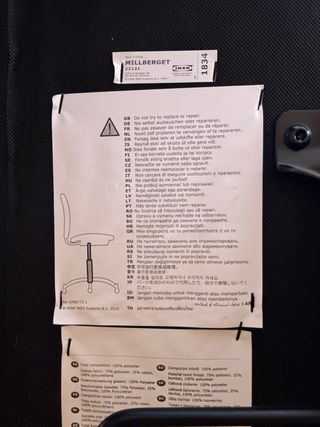 Silla de oficina Ikea Millberget Negra