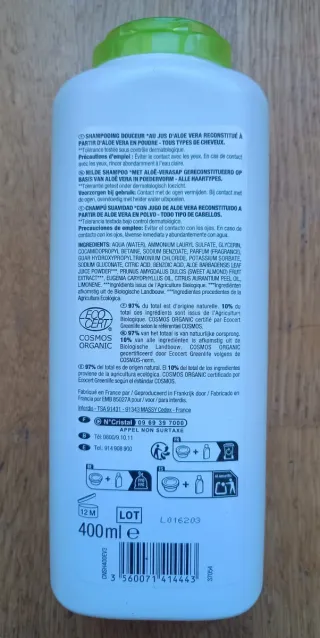 6 Botes Champú Soft Bio Aloe Vera de Carrefour