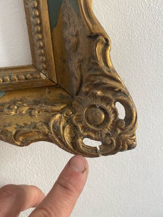 Marco Antiguo Isabelino Dorado y Verde Azulado