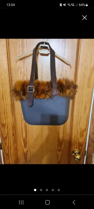 borde de pelo para O bag mini color chocolate