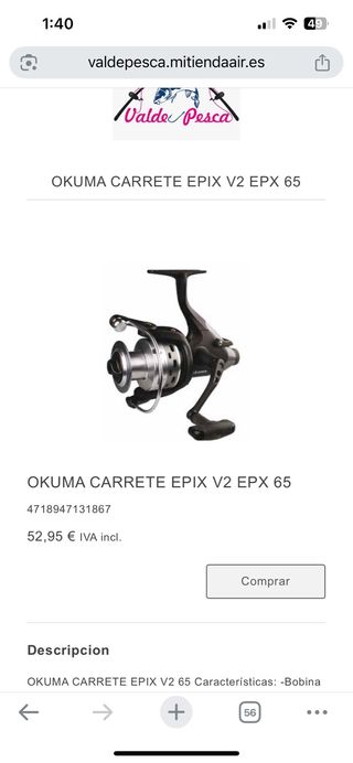 Carrete carpfishing Okuma epix v2