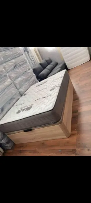 Sofá cama canapé madera y tela