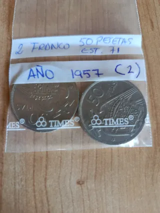 Moneda 50 Pesetas y 1 Franco