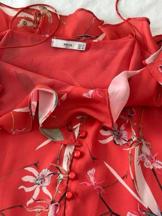 Vestido Mango Coral Estampado Flores