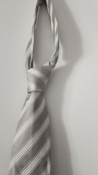 Corbata S.T. Dupont Seda Rayas Beige/Blanco