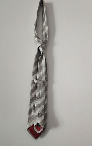 Corbata S.T. Dupont Seda Rayas Beige/Blanco