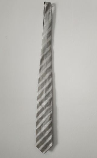 Corbata S.T. Dupont Seda Rayas Beige/Blanco