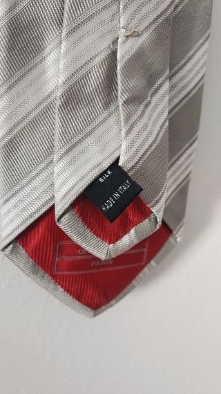 Corbata S.T. Dupont Seda Rayas Beige/Blanco