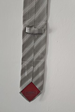 Corbata S.T. Dupont Seda Rayas Beige/Blanco