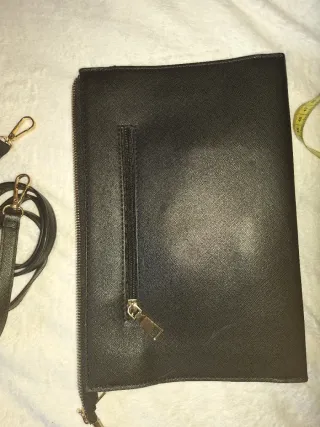 Black Saffiano Clutch with Crossbody Strap