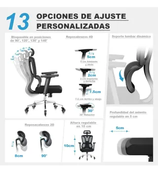 Silla de Oficina Ergonómica Negra