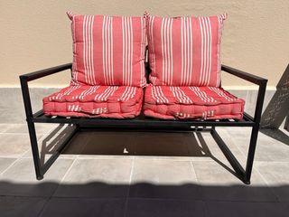 Sofá Exterior Metálico Negro 2 Plazas