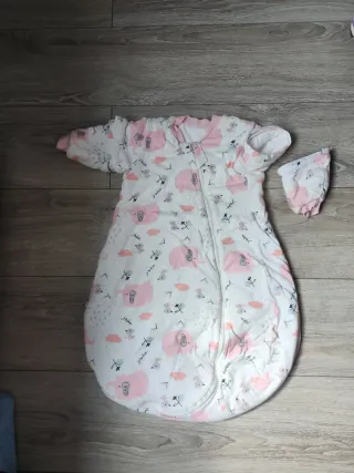 Saco dormir bebé 80cm elefantes rosa