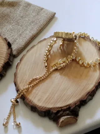 Conjunto reloj y pulsera brillantes